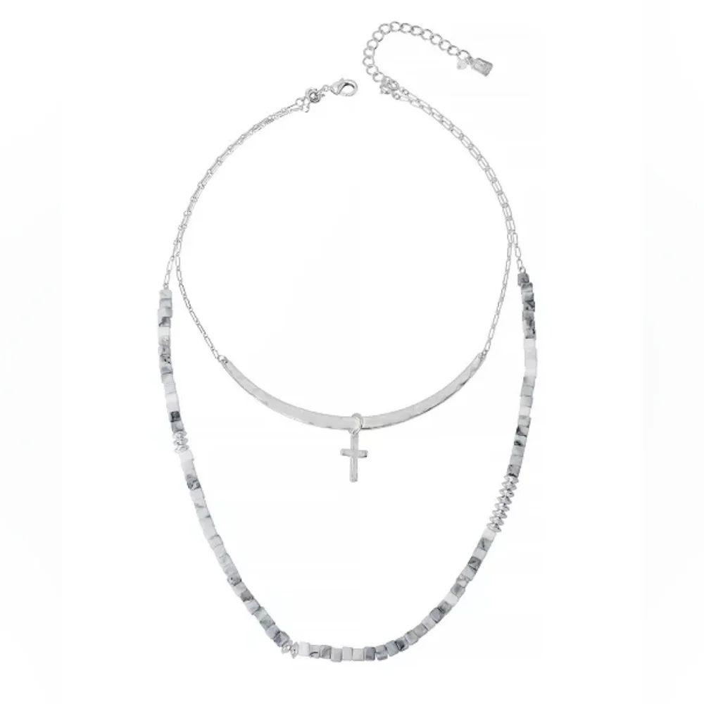 Robert Lee Morris RLM SOHO Cross Collar Layered Necklace - Picture 2 of 7